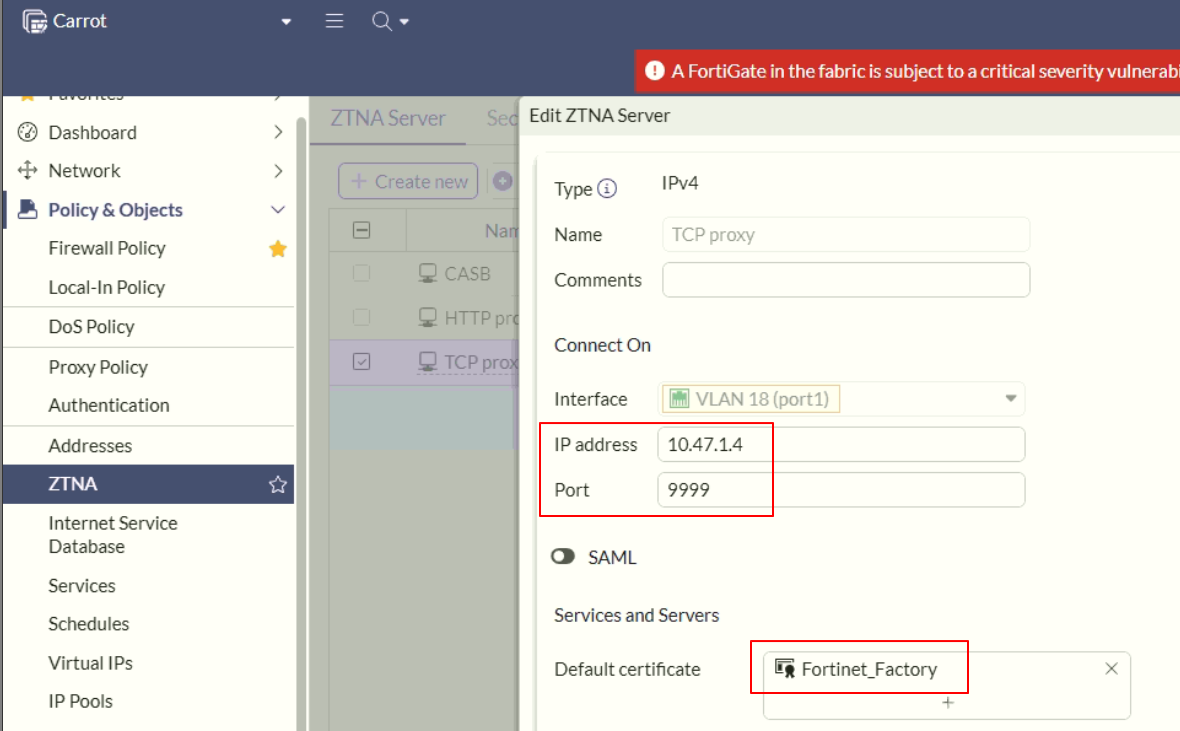 Technical Tip: Configuring ZTNA TCP Forwarding to access FortiGate ...